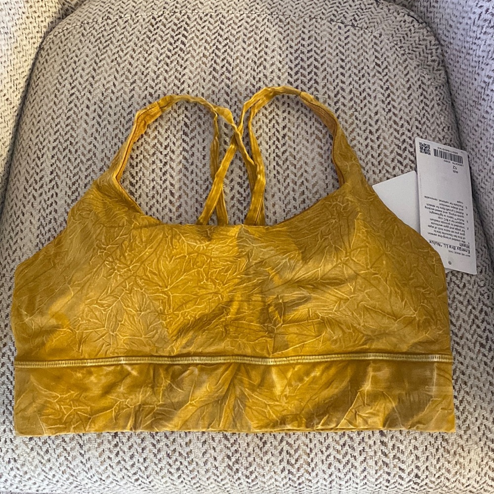NWT Lululemon Yellow Nulux Wash Long Line Energy Bra